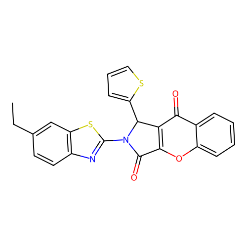 2-(6-ethyl-1,3-benzothiazol-2-yl)-1-thiophen-2-yl-1H-chromeno[2,3-c]pyrrole-3,9-dione structure