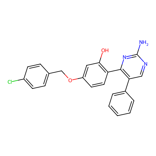 2-(2-Amino-5-phenylpyrimidin-4-yl)-5-[(4-chlorobenzyl)oxy]phenol structure