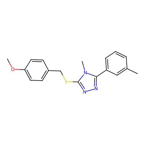 3-[(4-methoxybenzyl)sulfanyl]-4-methyl-5-(3-methylphenyl)-4H-1,2,4-triazole structure