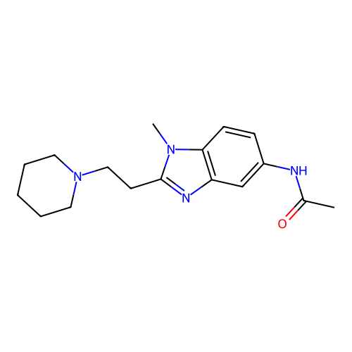 N-{1-methyl-2-[2-(piperidin-1-yl)ethyl]-1H-benzimidazol-5-yl}acetamide structure