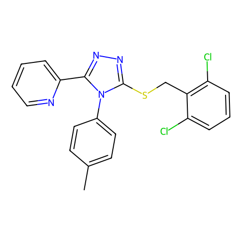2-[5-[(2,6-dichlorophenyl)methylsulfanyl]-4-(4-methylphenyl)-1,2,4-triazol-3-yl]pyridine structure