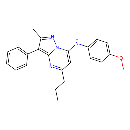 N-(4-methoxyphenyl)-2-methyl-3-phenyl-5-propylpyrazolo[1,5-a]pyrimidin-7-amine structure