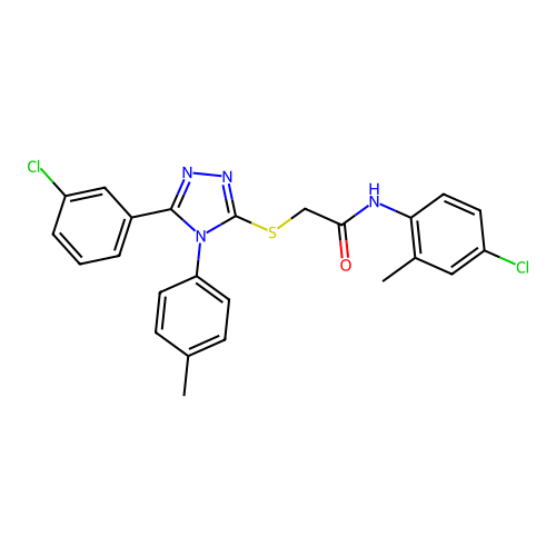 N-(4-chloro-2-methylphenyl)-2-{[5-(3-chlorophenyl)-4-(4-methylphenyl)-4H-1,2,4-triazol-3-yl]sulfanyl}acetamide structure