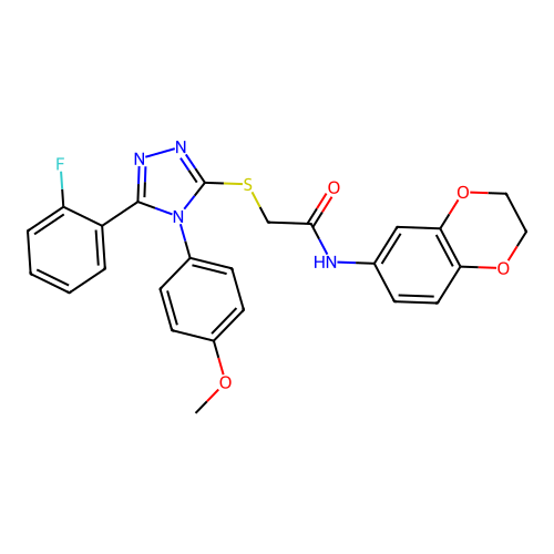 N-(2,3-dihydro-1,4-benzodioxin-6-yl)-2-{[5-(2-fluorophenyl)-4-(4-methoxyphenyl)-4H-1,2,4-triazol-3-yl]sulfanyl}acetamide structure