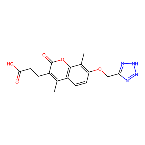 3-[4,8-dimethyl-2-oxo-7-(1H-tetrazol-5-ylmethoxy)-2H-chromen-3-yl]propanoic acid structure