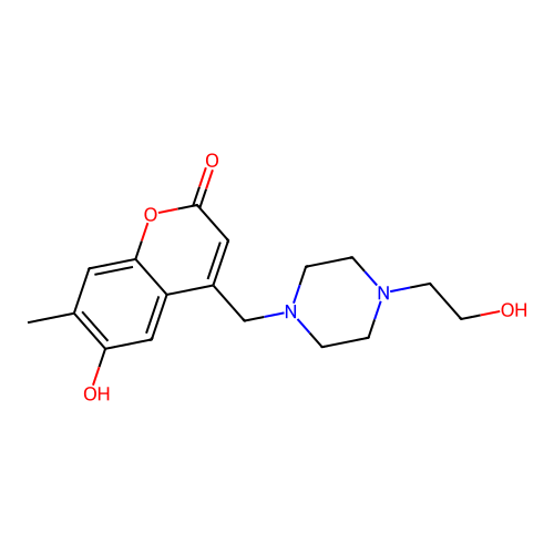 6-hydroxy-4-{[4-(2-hydroxyethyl)piperazin-1-yl]methyl}-7-methyl-2H-chromen-2-one structure