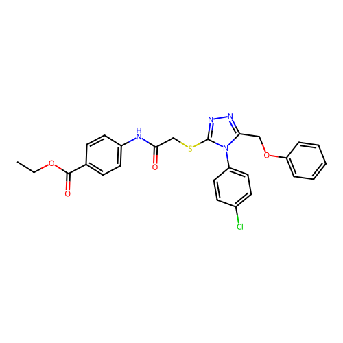 ethyl 4-(2-((4-(4-chlorophenyl)-5-(phenoxymethyl)-4H-1,2,4-triazol-3-yl)thio)acetamido)benzoate structure