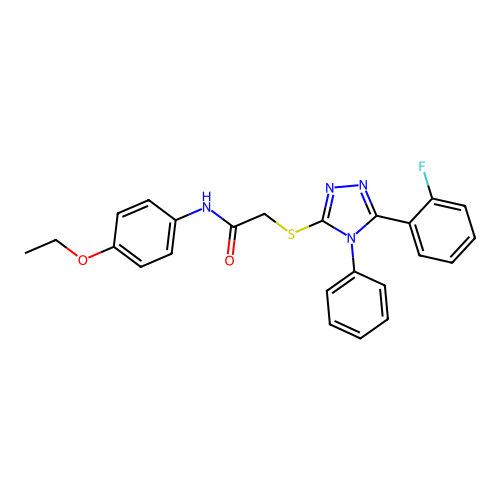 N-(4-ethoxyphenyl)-2-[[5-(2-fluorophenyl)-4-phenyl-1,2,4-triazol-3-yl]sulfanyl]acetamide structure