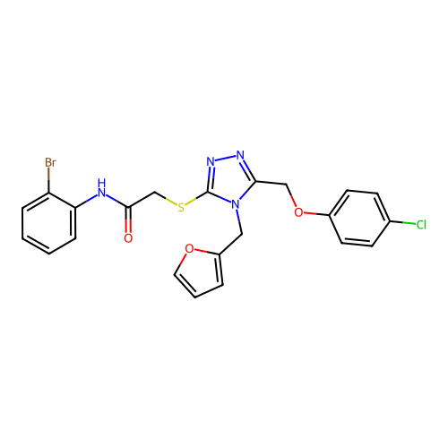 N-(2-bromophenyl)-2-((5-((4-chlorophenoxy)methyl)-4-(furan-2-ylmethyl)-4H-1,2,4-triazol-3-yl)thio)acetamide structure