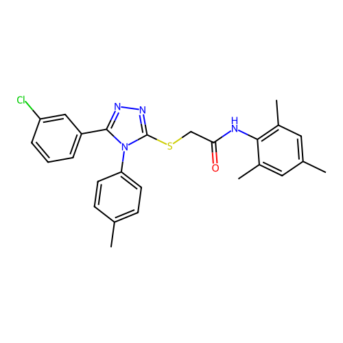 2-{[5-(3-chlorophenyl)-4-(4-methylphenyl)-4H-1,2,4-triazol-3-yl]sulfanyl}-N-(2,4,6-trimethylphenyl)acetamide structure