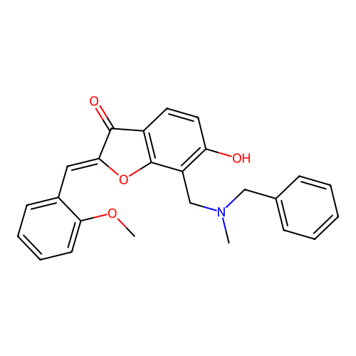 (Z)-7-((benzyl(methyl)amino)methyl)-6-hydroxy-2-(2-methoxybenzylidene)benzofuran-3(2H)-one structure