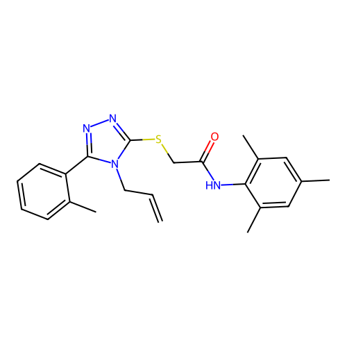 2-((4-allyl-5-(o-tolyl)-4H-1,2,4-triazol-3-yl)thio)-N-mesitylacetamide structure