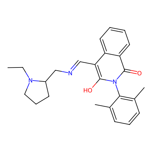 2-(2,6-dimethylphenyl)-4-[[(1-ethylpyrrolidin-2-yl)methylamino]methylidene]isoquinoline-1,3-dione structure