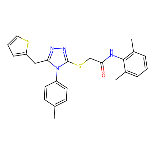 N-(2,6-dimethylphenyl)-2-((5-(thiophen-2-ylmethyl)-4-(p-tolyl)-4H-1,2,4-triazol-3-yl)thio)acetamide structure
