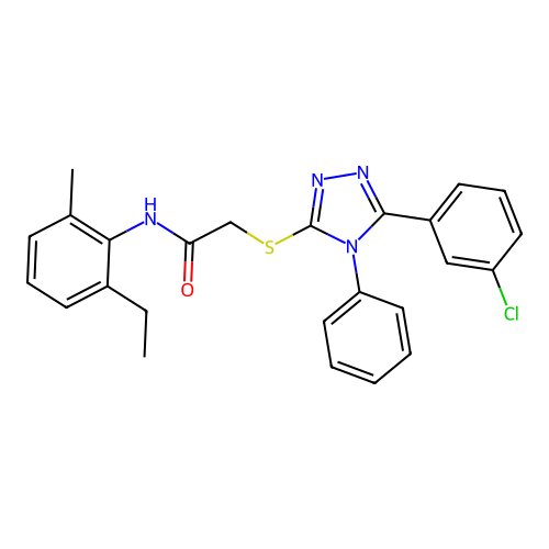 2-{[5-(3-chlorophenyl)-4-phenyl-4H-1,2,4-triazol-3-yl]sulfanyl}-N-(2-ethyl-6-methylphenyl)acetamide structure