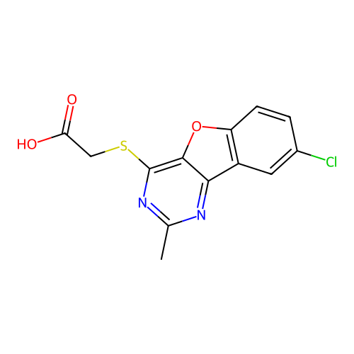 [(8-Chloro-2-methyl[1]benzofuro[3,2-d]pyrimidin-4-yl)sulfanyl]acetic acid structure