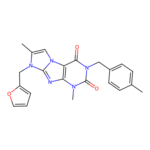 8-(furan-2-ylmethyl)-1,7-dimethyl-3-(4-methylbenzyl)-1H-imidazo[2,1-f]purine-2,4(3H,8H)-dione structure