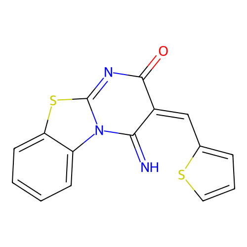 (3E)-4-imino-3-(thiophen-2-ylmethylidene)pyrimido[2,1-b][1,3]benzothiazol-2-one structure