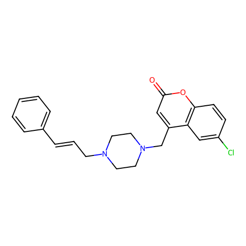 (E)-6-chloro-4-((4-cinnamylpiperazin-1-yl)methyl)-2H-chromen-2-one structure