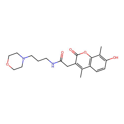 2-(7-hydroxy-4,8-dimethyl-2-oxochromen-3-yl)-N-(3-morpholin-4-ylpropyl)acetamide structure