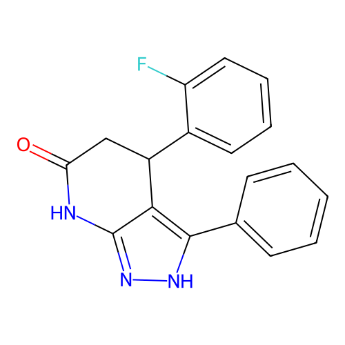 4-(2-fluorophenyl)-3-phenyl-2,4,5,7-tetrahydro-6H-pyrazolo[3,4-b]pyridin-6-one structure