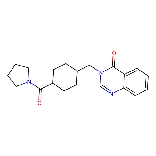 3-{[4-(pyrrolidin-1-ylcarbonyl)cyclohexyl]methyl}quinazolin-4(3H)-one structure