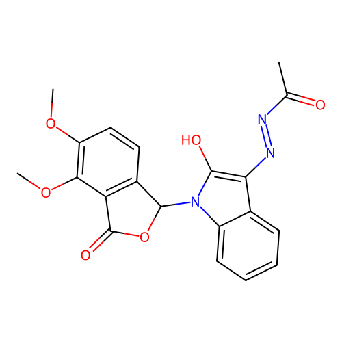(E)-N'-(1-(4,5-dimethoxy-3-oxo-1,3-dihydroisobenzofuran-1-yl)-2-oxoindolin-3-ylidene)acetohydrazide structure