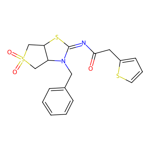 (Z)-N-(3-benzyl-5,5-dioxidotetrahydrothieno[3,4-d]thiazol-2(3H)-ylidene)-2-(thiophen-2-yl)acetamide structure