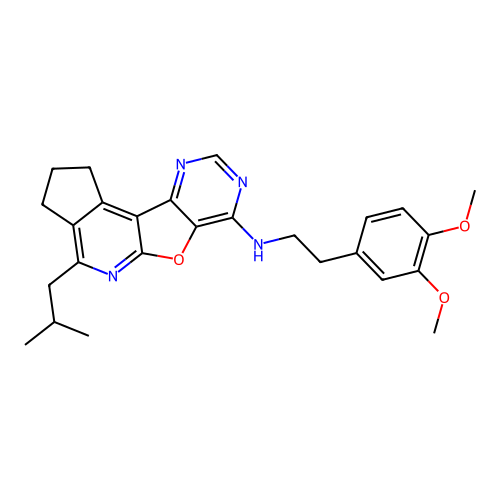 N-(3,4-dimethoxyphenethyl)-4-isobutyl-2,3-dihydro-1H-cyclopenta[4',5']pyrido[3',2':4,5]furo[3,2-d]pyrimidin-7-amine structure