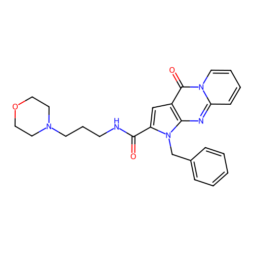1-benzyl-N-[3-(morpholin-4-yl)propyl]-4-oxo-1,4-dihydropyrido[1,2-a]pyrrolo[2,3-d]pyrimidine-2-carboxamide structure