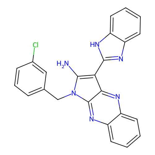 3-(1H-benzimidazol-2-yl)-1-(3-chlorobenzyl)-1H-pyrrolo[2,3-b]quinoxalin-2-amine structure