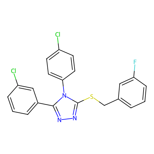 3-(3-chlorophenyl)-4-(4-chlorophenyl)-5-[(3-fluorophenyl)methylsulfanyl]-1,2,4-triazole structure