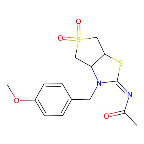 N-[(2Z)-3-(4-methoxybenzyl)-5,5-dioxidotetrahydrothieno[3,4-d][1,3]thiazol-2(3H)-ylidene]acetamide structure