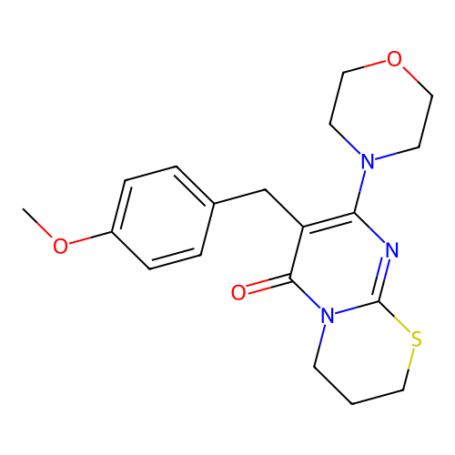 7-(4-methoxybenzyl)-8-morpholino-3,4-dihydropyrimido[2,1-b][1,3]thiazin-6(2H)-one structure