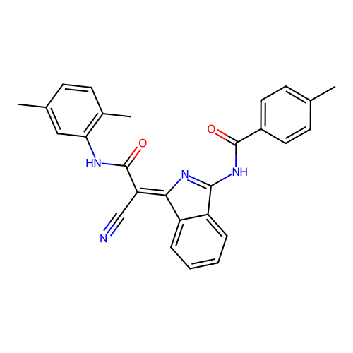(Z)-N-(1-(1-cyano-2-((2,5-dimethylphenyl)amino)-2-oxoethylidene)-1H-isoindol-3-yl)-4-methylbenzamide structure