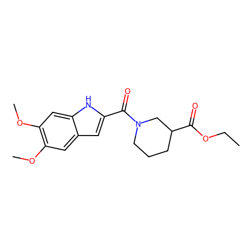 ethyl 1-(5,6-dimethoxy-1H-indole-2-carbonyl)piperidine-3-carboxylate structure
