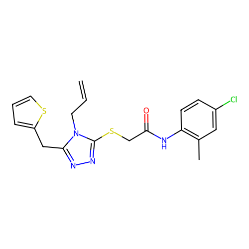N-(4-chloro-2-methylphenyl)-2-{[4-(prop-2-en-1-yl)-5-(thiophen-2-ylmethyl)-4H-1,2,4-triazol-3-yl]sulfanyl}acetamide structure