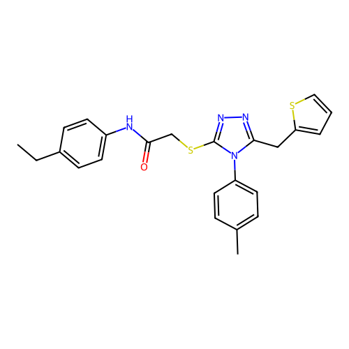 N-(4-ethylphenyl)-2-{[4-(4-methylphenyl)-5-(thiophen-2-ylmethyl)-4H-1,2,4-triazol-3-yl]sulfanyl}acetamide structure