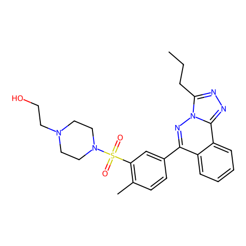 2-(4-((2-methyl-5-(3-propyl-[1,2,4]triazolo[3,4-a]phthalazin-6-yl)phenyl)sulfonyl)piperazin-1-yl)ethanol structure
