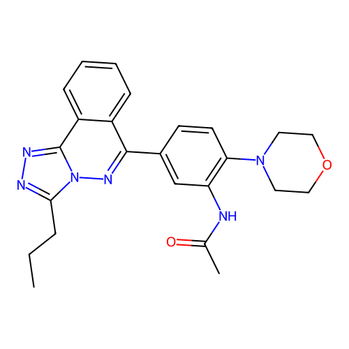 N-(2-morpholino-5-(3-propyl-[1,2,4]triazolo[3,4-a]phthalazin-6-yl)phenyl)acetamide structure