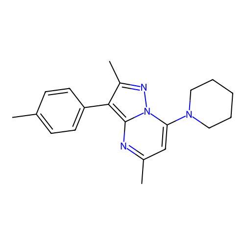2,5-Dimethyl-7-(piperidin-1-yl)-3-(p-tolyl)pyrazolo[1,5-a]pyrimidine structure