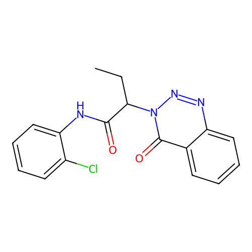 N-(2-chlorophenyl)-2-(4-oxo-1,2,3-benzotriazin-3(4H)-yl)butanamide structure