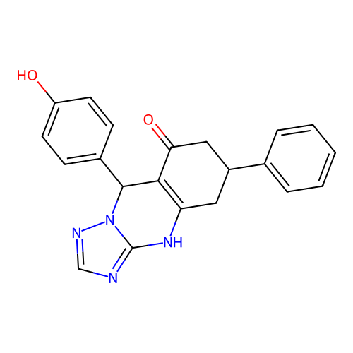 9-(4-hydroxyphenyl)-6-phenyl-5,6,7,9-tetrahydro[1,2,4]triazolo[5,1-b]quinazolin-8-ol structure