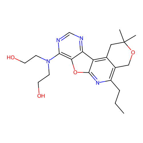 2,2'-((2,2-dimethyl-5-propyl-2,4-dihydro-1H-pyrano[4'',3'':4',5']pyrido[3',2':4,5]furo[3,2-d]pyrimidin-8-yl)azanediyl)diethanol structure