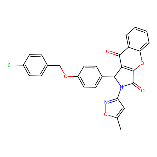 1-{4-[(4-chlorobenzyl)oxy]phenyl}-2-(5-methyl-1,2-oxazol-3-yl)-1,2-dihydrochromeno[2,3-c]pyrrole-3,9-dione structure