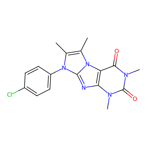 8-(4-chlorophenyl)-1,3,6,7-tetramethyl-1H-imidazo[2,1-f]purine-2,4(3H,8H)-dione structure