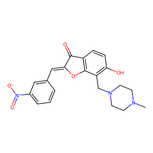 (Z)-6-hydroxy-7-((4-methylpiperazin-1-yl)methyl)-2-(3-nitrobenzylidene)benzofuran-3(2H)-one structure