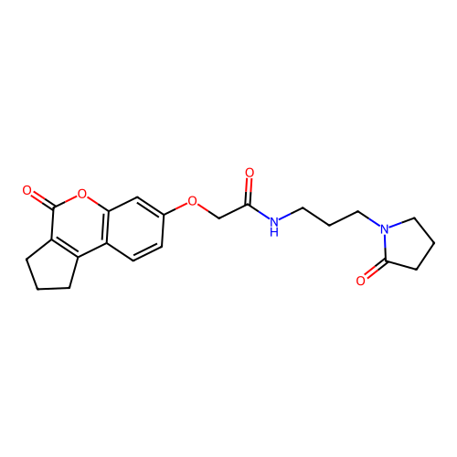 2-((4-oxo-1,2,3,4-tetrahydrocyclopenta[c]chromen-7-yl)oxy)-N-(3-(2-oxopyrrolidin-1-yl)propyl)acetamide structure