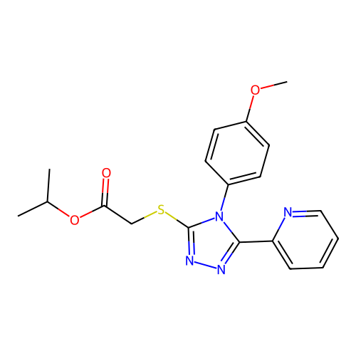 isopropyl 2-((4-(4-methoxyphenyl)-5-(pyridin-2-yl)-4H-1,2,4-triazol-3-yl)thio)acetate structure