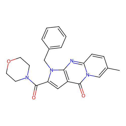 1-benzyl-7-methyl-2-(morpholine-4-carbonyl)pyrido[1,2-a]pyrrolo[2,3-d]pyrimidin-4(1H)-one structure